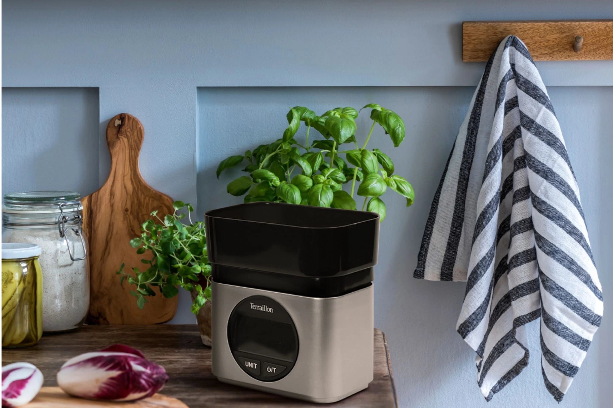 BA22 balance de cuisine bol en plastique fumé vintage