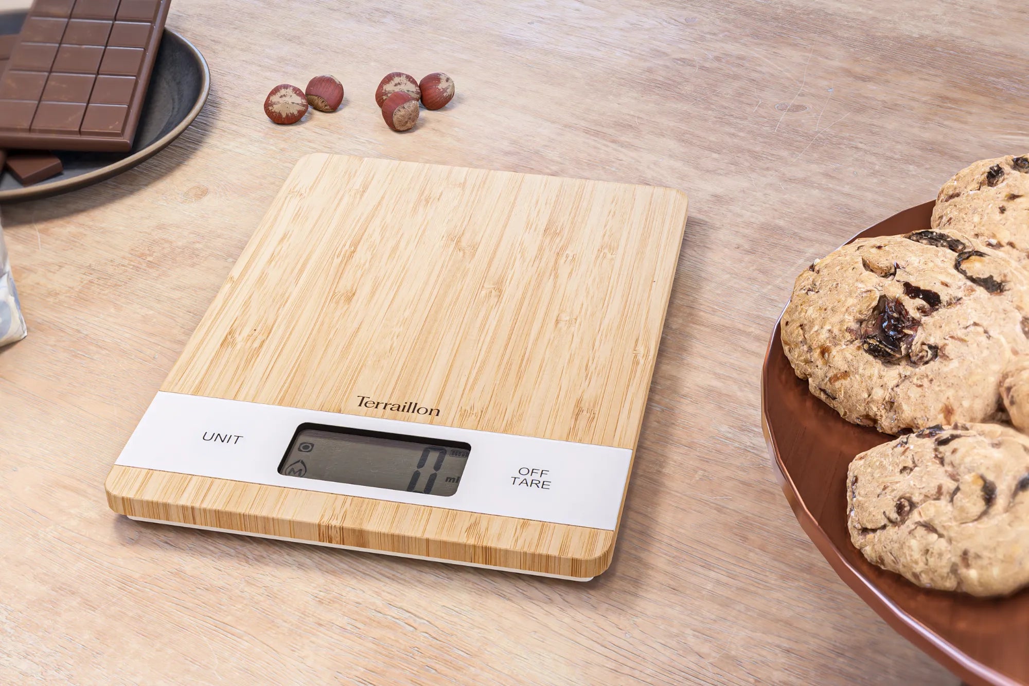 Balance de cuisine en bambou naturel et sans pile BAMBOO USB préparation cuisine
