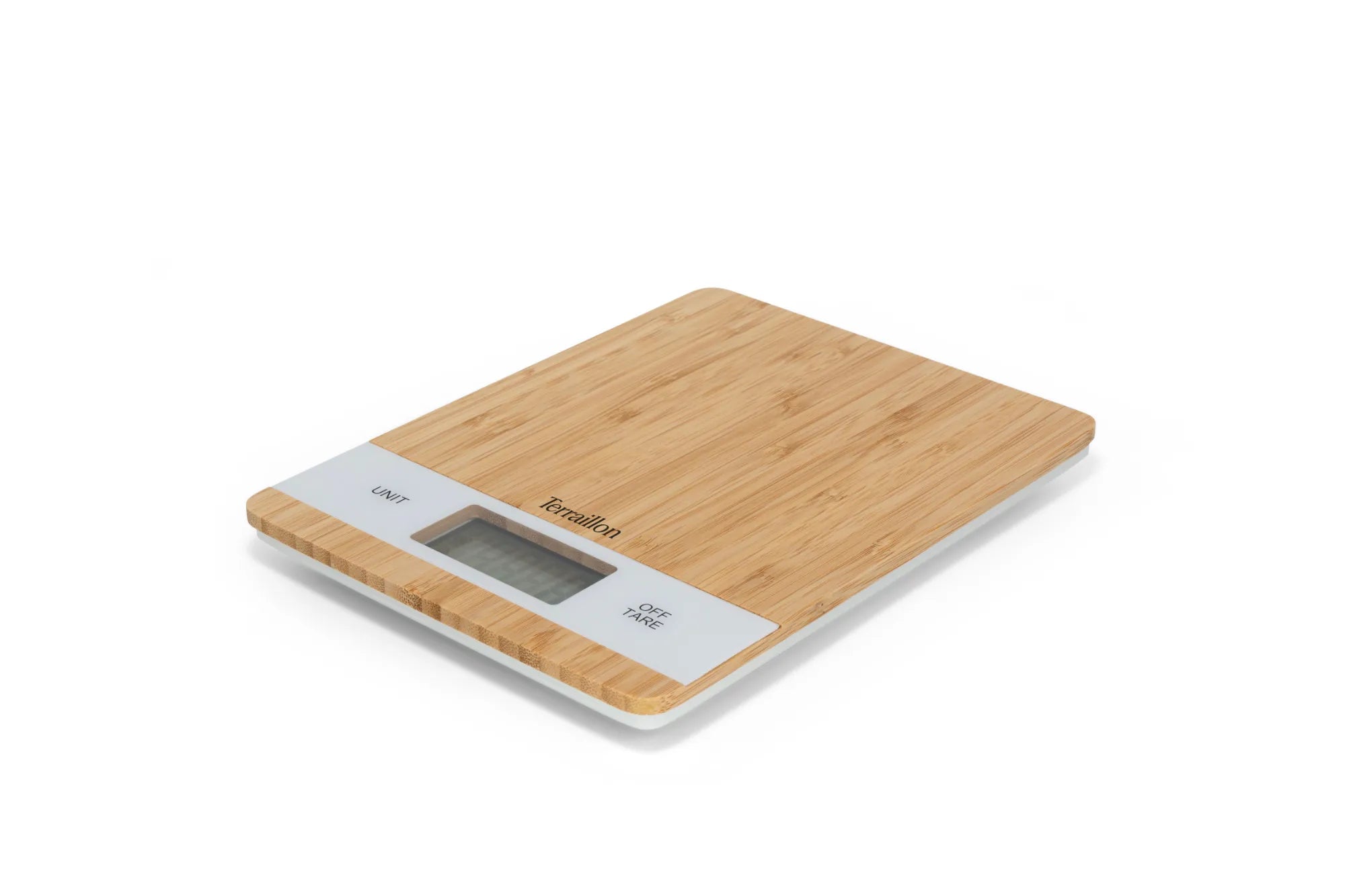 Balance de cuisine en bambou naturel et sans pile BAMBOO USB à plat