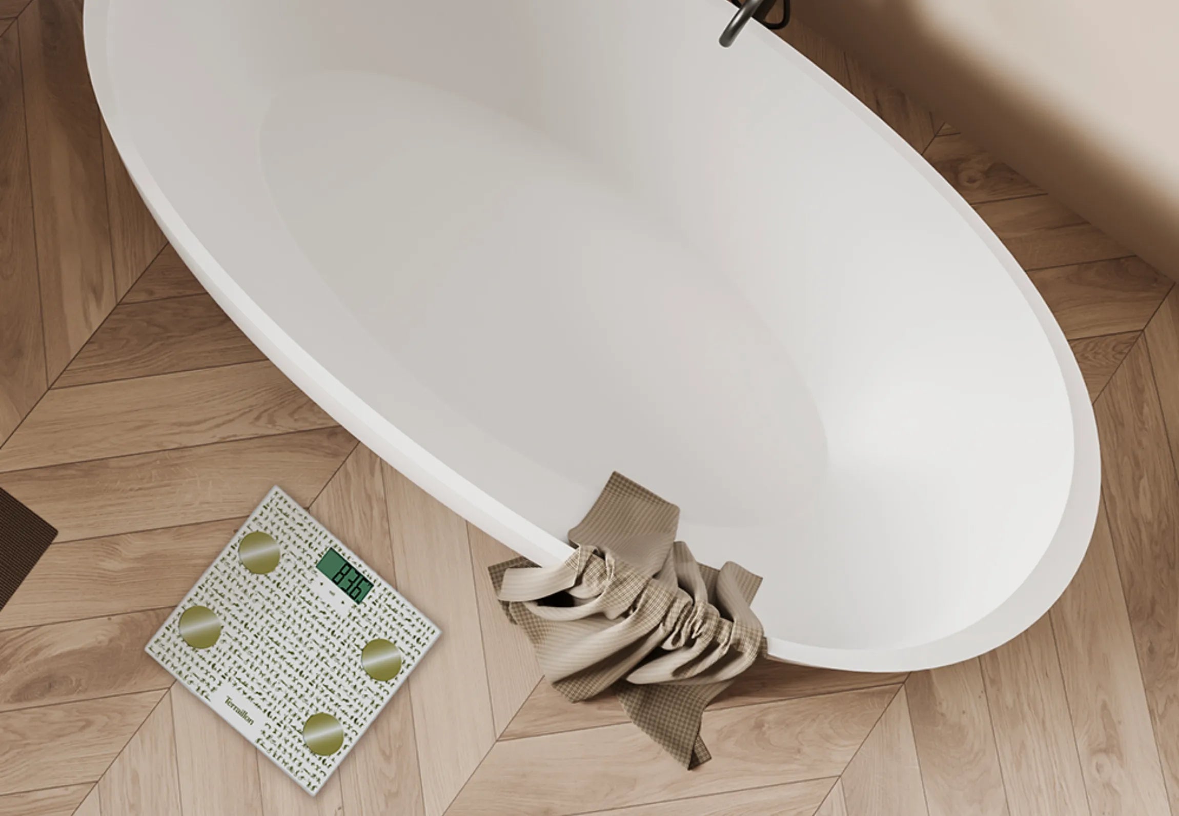 Pèse-personne impédancemètre connecté BODY ATHLETE CONNECT Bluetooth design moderne dans salle de bain