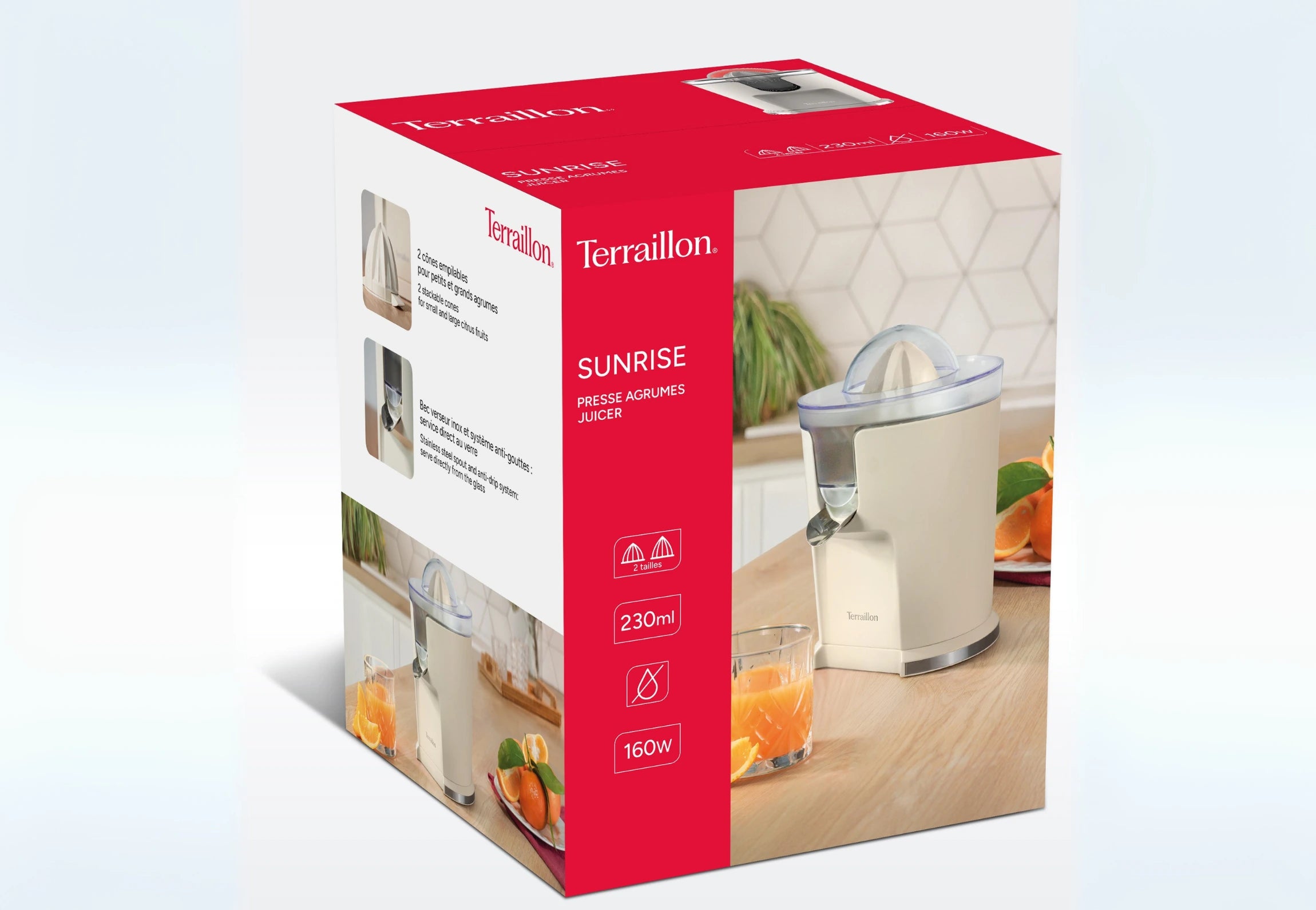Presse-agrumes SUNRISE élégant et rétro packaging