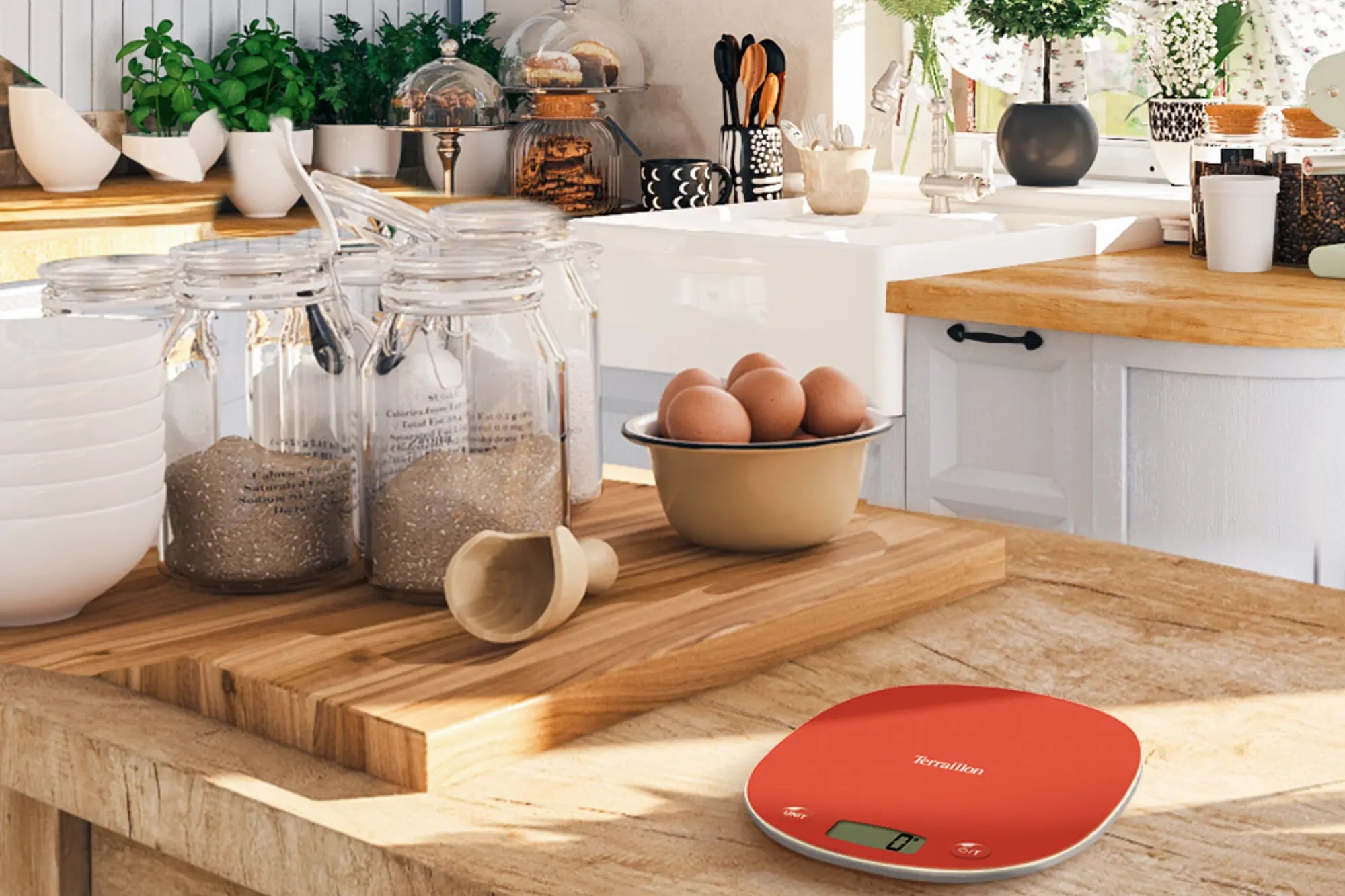 Balance de cuisine électronique MACARON RECYCLE COQUELICOT dans cuisine 