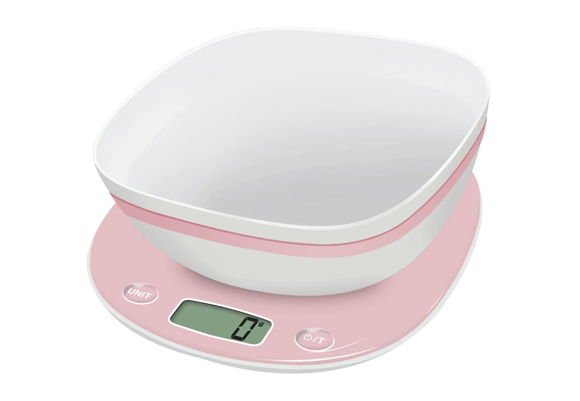 Balance de cuisine électronique MACARON ROSE + BOL design précis et coloré vue de face 