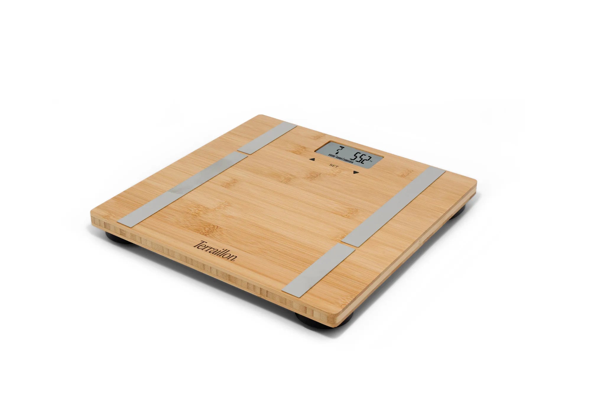 Pèse-personne impédancemètre BAMBOO FIT de biais 