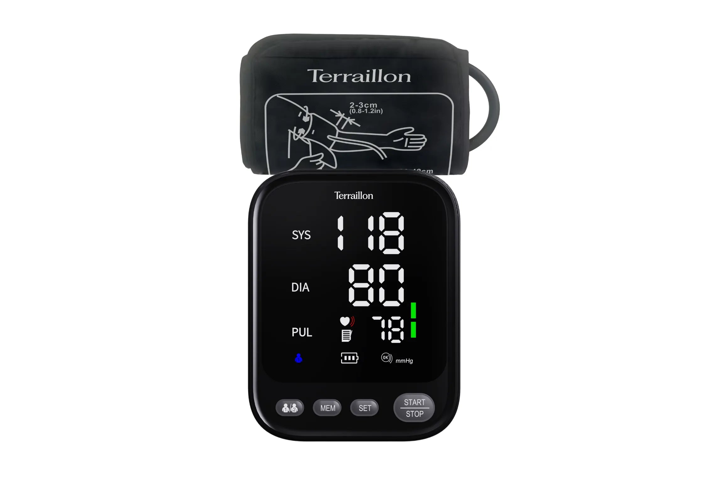 Tensiomètre bras TB251 mesure précise et fiable de la tension artérielle vue de devant 